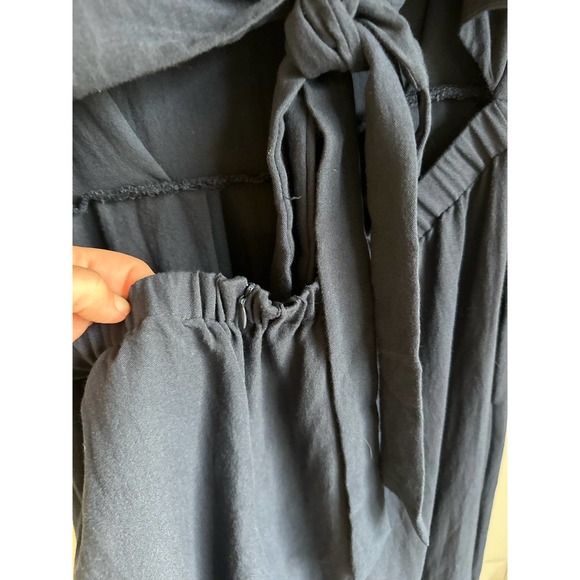 Mahina Navy Jumpsuit Romper with Open Tie Back Sz. Large - Picture 3 of 6